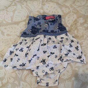 Issac Mizrahi Blue and White Floral Dress Onesie